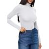 imageREORIA Womens Wool Blend Turtleneck Long Sleeve Basic Bodysuit Tops Fall ClothesBrilliant White