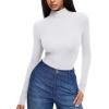 imageREORIA Womens Wool Blend Turtleneck Long Sleeve Basic Bodysuit Tops Fall ClothesBrilliant White