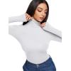 imageREORIA Womens Wool Blend Turtleneck Long Sleeve Basic Bodysuit Tops Fall ClothesBrilliant White