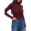 imageREORIA Womens Wool Blend Turtleneck Long Sleeve Basic Bodysuit Tops Fall ClothesCordovan
