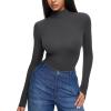 imageREORIA Womens Wool Blend Turtleneck Long Sleeve Basic Bodysuit Tops Fall ClothesDark Shadow