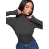 imageREORIA Womens Wool Blend Turtleneck Long Sleeve Basic Bodysuit Tops Fall ClothesDark Shadow