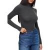 imageREORIA Womens Wool Blend Turtleneck Long Sleeve Basic Bodysuit Tops Fall ClothesDark Shadow