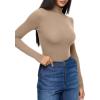 imageREORIA Womens Wool Blend Turtleneck Long Sleeve Basic Bodysuit Tops Fall ClothesLight Taupe
