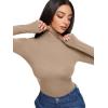 imageREORIA Womens Wool Blend Turtleneck Long Sleeve Basic Bodysuit Tops Fall ClothesLight Taupe