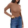 imageREORIA Womens Wool Blend Turtleneck Long Sleeve Basic Bodysuit Tops Fall ClothesMocha Mousse