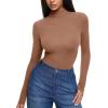 imageREORIA Womens Wool Blend Turtleneck Long Sleeve Basic Bodysuit Tops Fall ClothesMocha Mousse