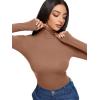 imageREORIA Womens Wool Blend Turtleneck Long Sleeve Basic Bodysuit Tops Fall ClothesMocha Mousse