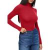 imageREORIA Womens Wool Blend Turtleneck Long Sleeve Basic Bodysuit Tops Fall ClothesRibbon Red