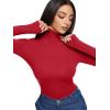 imageREORIA Womens Wool Blend Turtleneck Long Sleeve Basic Bodysuit Tops Fall ClothesRibbon Red
