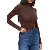 imageREORIA Womens Wool Blend Turtleneck Long Sleeve Basic Bodysuit Tops Fall ClothesShaved Chocolate