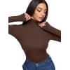 imageREORIA Womens Wool Blend Turtleneck Long Sleeve Basic Bodysuit Tops Fall ClothesShaved Chocolate