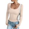 imageREORIA Long Sleeve Shirts for Women Scoop Neck Going Out Slim Basic Tshirts 2025 Trendy Tops Ribbed Knit Fall OutfitsApricot