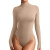 imageREORIA Womens Wool Blend Turtleneck Long Sleeve Basic Bodysuit Tops Fall ClothesLight Taupe
