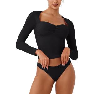 imageREORIA Womens Long Sleeve Inverted Trapezoid Neck Top Sexy Elegant Tops 2025 FallWinter Designer Collection Black Small