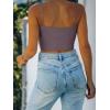 imageREORIA Womens Sexy Adjustable Spaghetti Strap Double Lined Seamless Camisole Tank Yoga Crop TopsGrey Purple