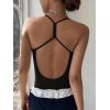 imageREORIA Womens Sexy Scoop Neck Backless Bodysuits Open TBack Cami Sleeveless Bodysuit Tank Top TrendyBlack