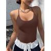 imageREORIA Womens Sexy Scoop Neck Backless Bodysuits Open TBack Cami Sleeveless Bodysuit Tank Top TrendyCoffee