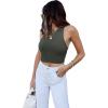 imageREORIA Womens Sexy Sleeveless Racer Back Tank Tops Halter Neck Crop TopsGreen Grey