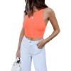 imageREORIA Womens Sexy Sleeveless Racer Back Tank Tops Halter Neck Crop TopsNeon Pink