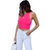 imageREORIA Womens Sexy Sleeveless Racer Back Tank Tops Halter Neck Crop TopsNeon Rose Red