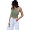 imageREORIA Womens Sexy Sleeveless Racer Back Tank Tops Halter Neck Crop TopsOlive Green