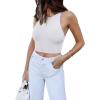 imageREORIA Womens Sexy Sleeveless Racer Back Tank Tops Halter Neck Crop TopsWhite