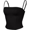 imageREORIA Womens Square Neck Adjustable Straps Backless Y2K Going Out Corset Crop TopsBlack