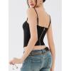 imageREORIA Womens Square Neck Adjustable Straps Backless Y2K Going Out Corset Crop TopsBlack