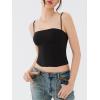 imageREORIA Womens Square Neck Adjustable Straps Backless Y2K Going Out Corset Crop TopsBlack