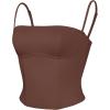 imageREORIA Womens Square Neck Adjustable Straps Backless Y2K Going Out Corset Crop TopsBrown