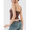imageREORIA Womens Square Neck Adjustable Straps Backless Y2K Going Out Corset Crop TopsBrown