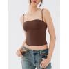 imageREORIA Womens Square Neck Adjustable Straps Backless Y2K Going Out Corset Crop TopsBrown