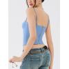 imageREORIA Womens Square Neck Adjustable Straps Backless Y2K Going Out Corset Crop TopsLight Blue