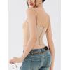 imageREORIA Womens Square Neck Adjustable Straps Backless Y2K Going Out Corset Crop TopsNude
