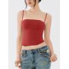 imageREORIA Womens Square Neck Adjustable Straps Backless Y2K Going Out Corset Crop TopsRust Red