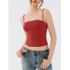 imageREORIA Womens Square Neck Adjustable Straps Backless Y2K Going Out Corset Crop TopsRust Red