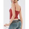 imageREORIA Womens Square Neck Adjustable Straps Backless Y2K Going Out Corset Crop TopsRust Red