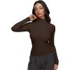 imageREORIA Womens Turtleneck Tops Slim Basic Mock Neck Long Sleeve Shirts 2025 Fall Winter Layering OutfitsCoffee