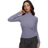imageREORIA Womens Turtleneck Tops Slim Basic Mock Neck Long Sleeve Shirts 2025 Fall Winter Layering OutfitsLight Haze Blue