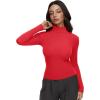 imageREORIA Womens Turtleneck Tops Slim Basic Mock Neck Long Sleeve Shirts 2025 Fall Winter Layering OutfitsRed