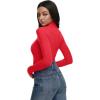 imageREORIA Womens Turtleneck Tops Slim Basic Mock Neck Long Sleeve Shirts 2025 Fall Winter Layering OutfitsRed