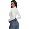 imageREORIA Womens Turtleneck Tops Slim Basic Mock Neck Long Sleeve Shirts 2025 Fall Winter Layering OutfitsWhite