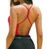 imageREORIA Womens Sexy Scoop Neck Backless Bodysuits Open TBack Cami Sleeveless Bodysuit Tank Top TrendyRed