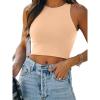 imageREORIA Womens Sexy Sleeveless Racer Back Tank Tops Halter Neck Crop TopsNude
