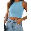 imageREORIA Womens Sexy Sleeveless Racer Back Tank Tops Halter Neck Crop TopsSky Blue