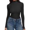 imageREORIA Womens Turtleneck Tops Slim Basic Mock Neck Long Sleeve Shirts 2025 Fall Winter Layering OutfitsBlack