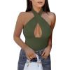 imageREORIA Butsmooth Womens Trendy Sexy Casual V Neck Double Lined Sleeveless Slimming Going Out Tank Top BodysuitsDark Green