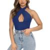 imageREORIA Butsmooth Womens Trendy Sexy Casual V Neck Double Lined Sleeveless Slimming Going Out Tank Top BodysuitsDeep Blue