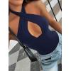 imageREORIA Butsmooth Womens Trendy Sexy Casual V Neck Double Lined Sleeveless Slimming Going Out Tank Top BodysuitsEstate Blue